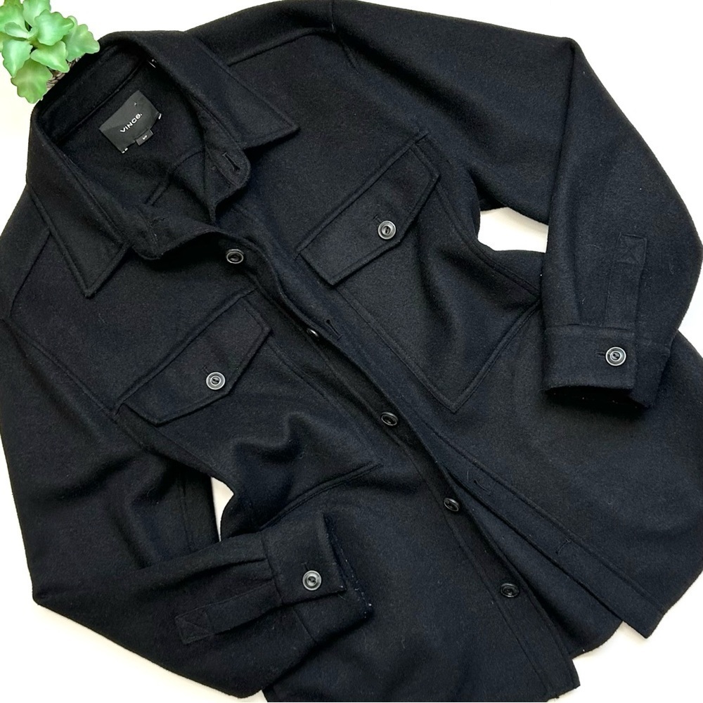 VINCE Men's Black Splittable Wool Shirt Jacket Size Small S
